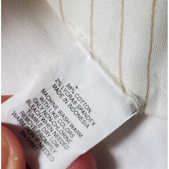 Express Pants Women 6 Design Studio Publicist Tan White Pin Stripe Y2K 2K Flared - Picture 5 of 7